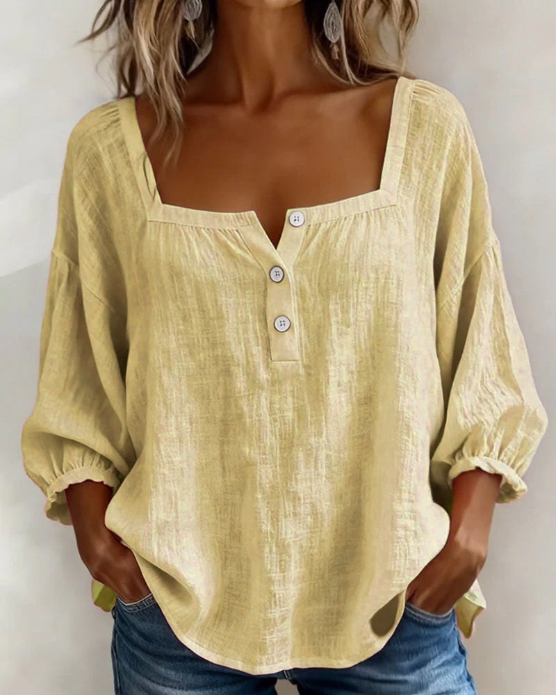 Square Collar Butterfly Sleeve Shirt