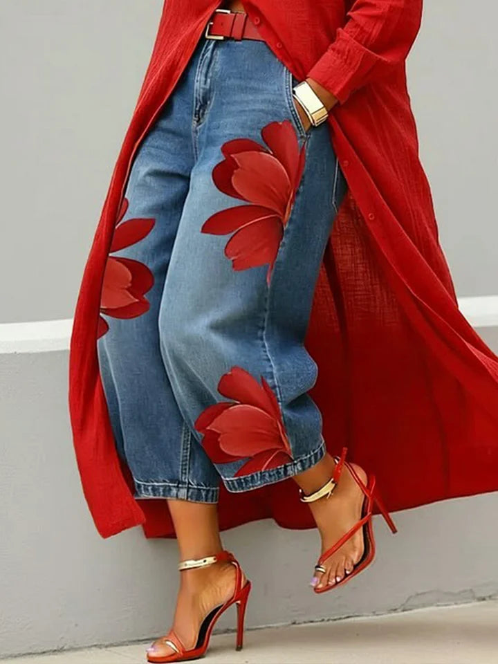 Maud - Cotton Shirt Dress and Floral Jeans
