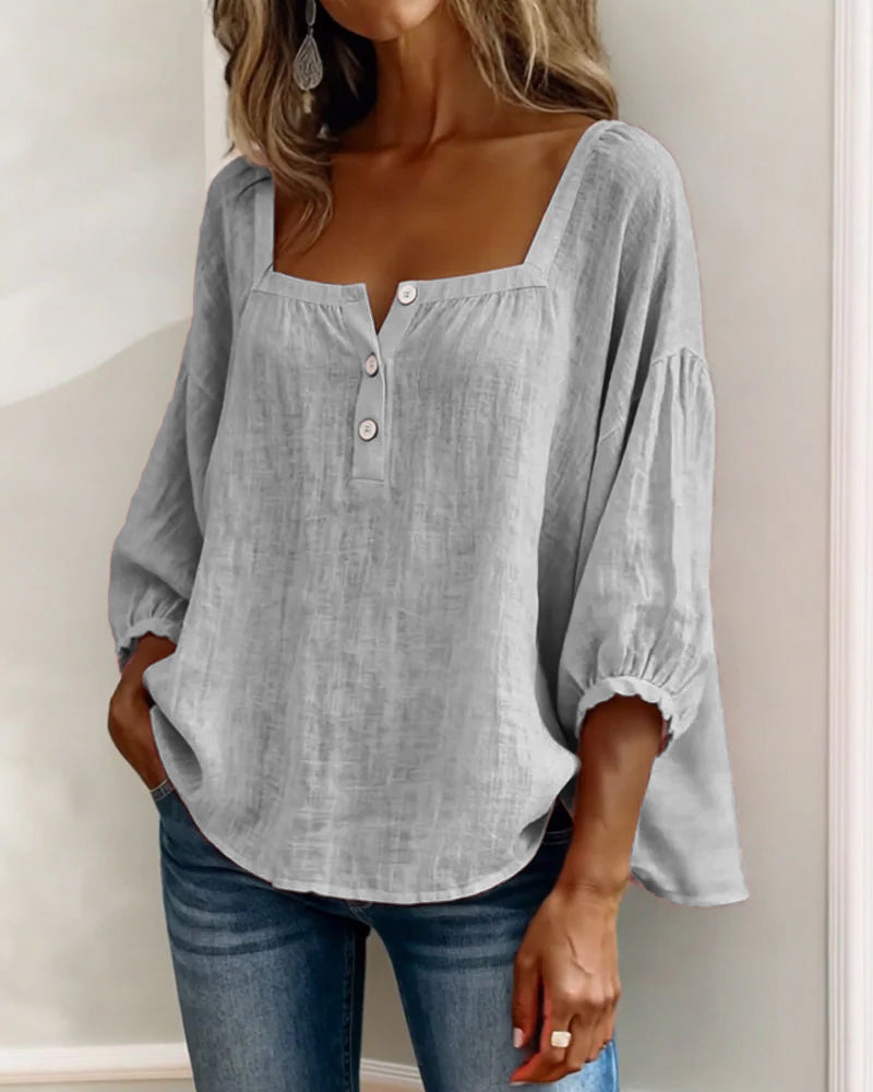Square Collar Butterfly Sleeve Shirt