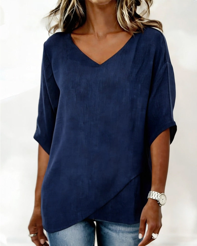 Irregular Top with V Neck