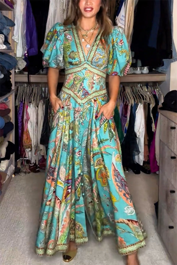 Noor™ - Refined Long Dress with Puff Sleeves