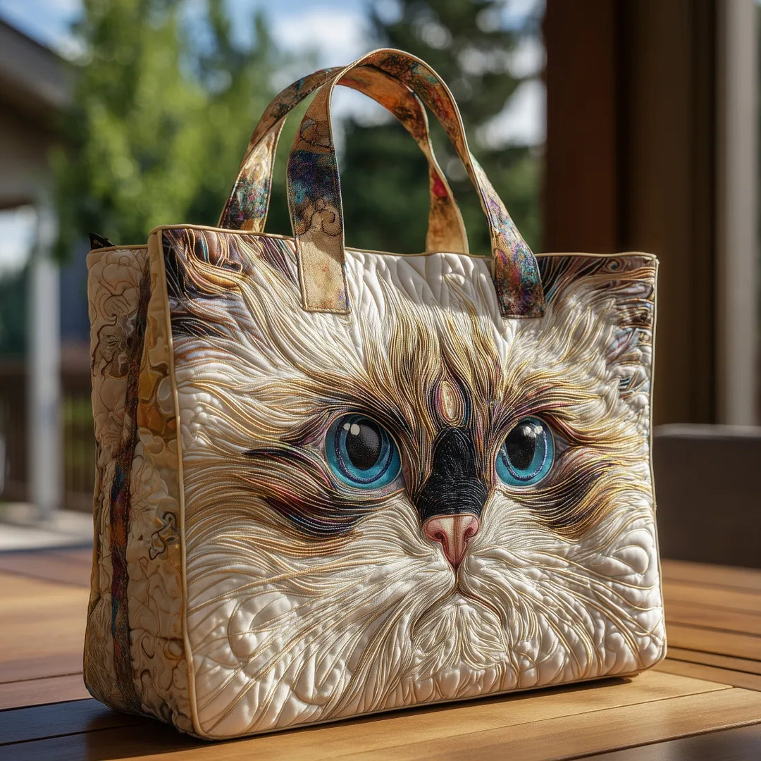Handmade bag with white cat