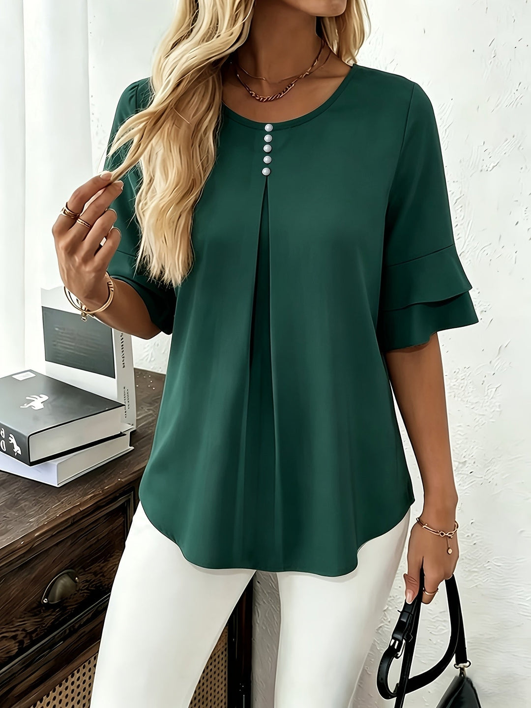 Elegant Ruffle Sleeve Blouse