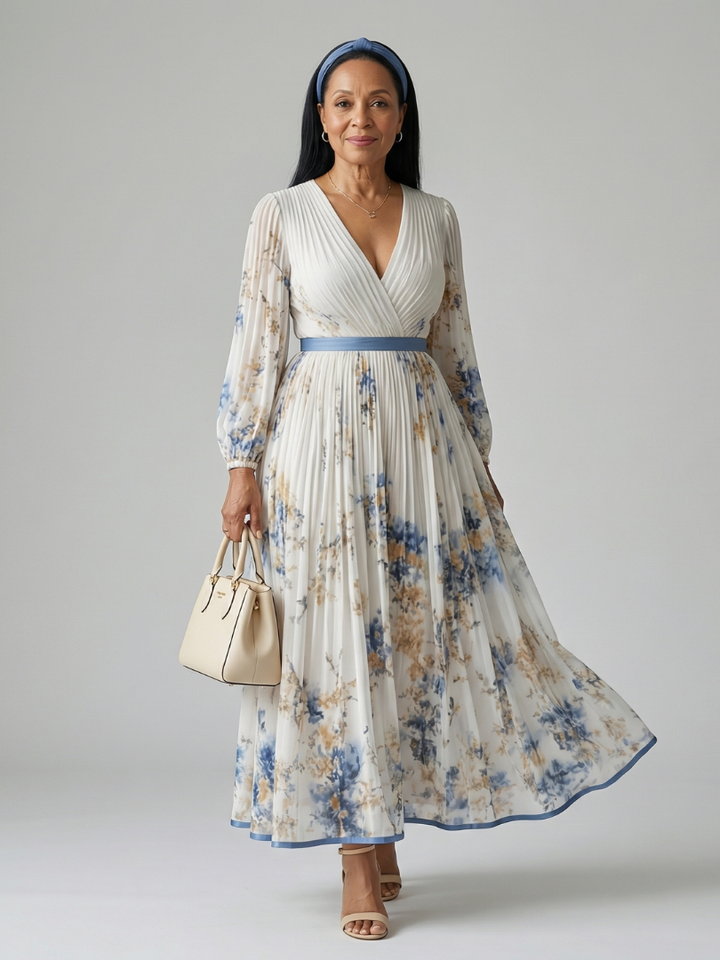 Rielle | Draped Pleated Midi Dress