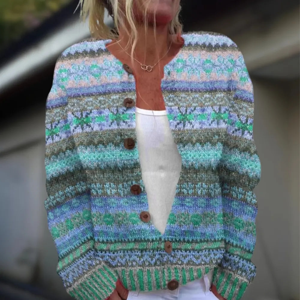 Anja | Knitted Cardigan with Print