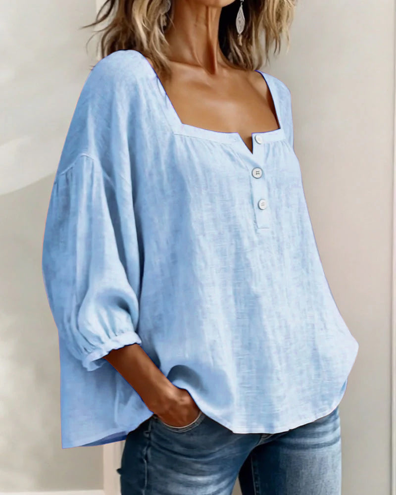 Square Collar Butterfly Sleeve Shirt
