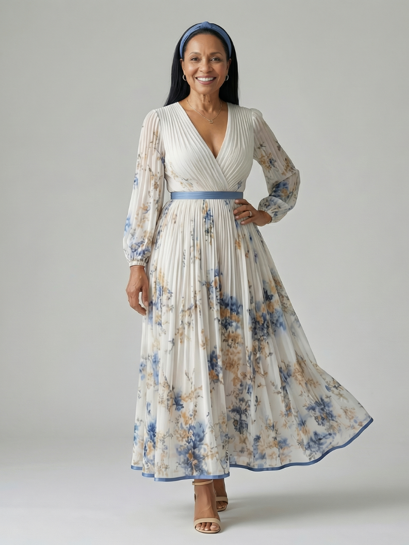 Rielle | Draped Pleated Midi Dress