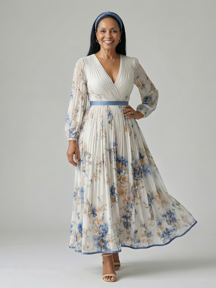 Rielle | Draped Pleated Midi Dress