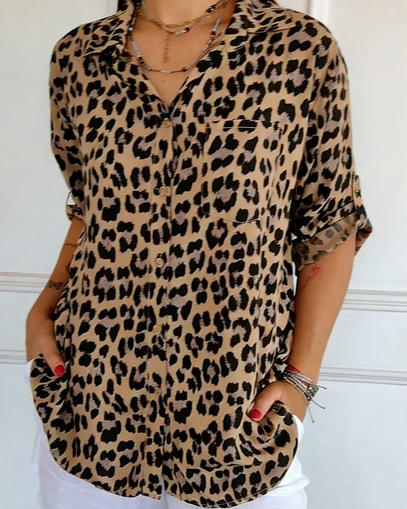 Fashion Blouse with Leopard Print