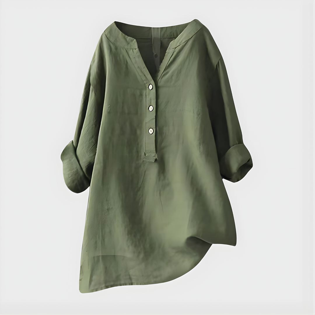 Veronique | Elegant Cotton V-Neck Blouse