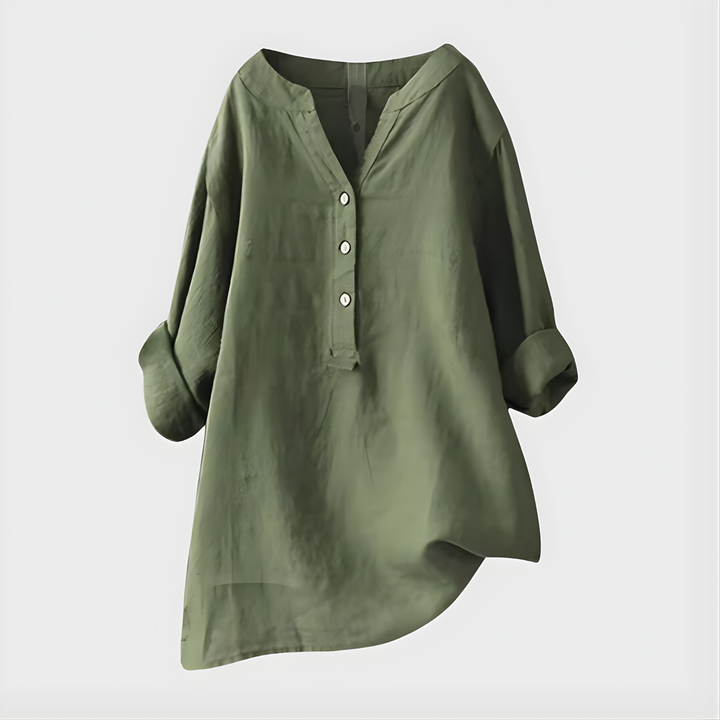 Veronique | Elegant Cotton V-Neck Blouse