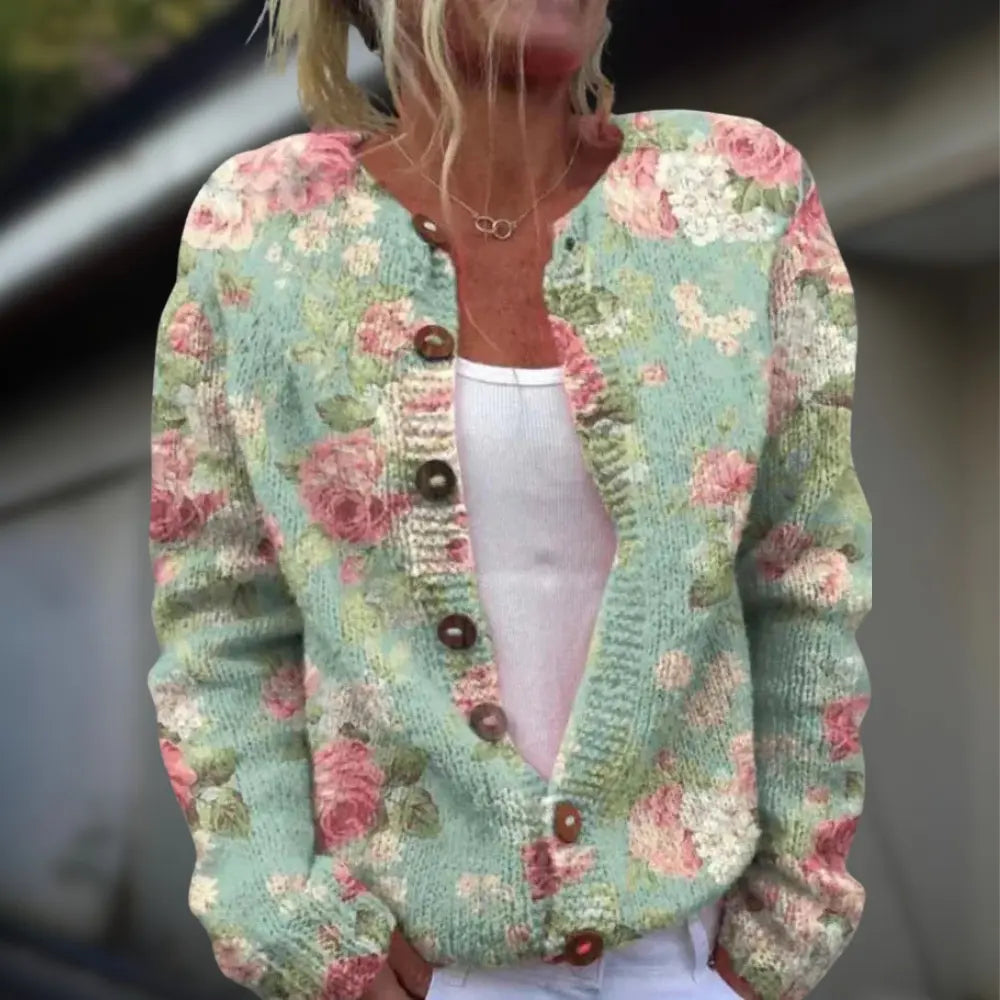 Anja | Knitted Cardigan with Print