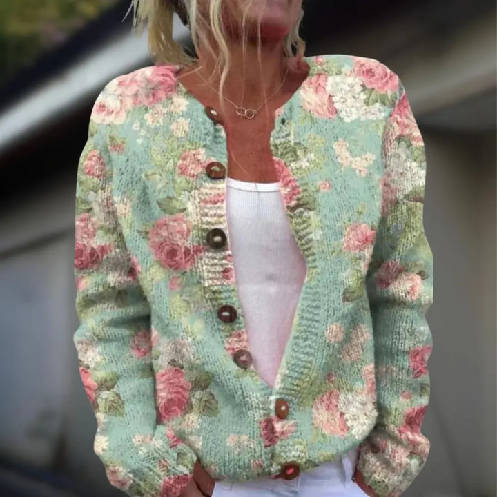 Anja | Knitted Cardigan with Print