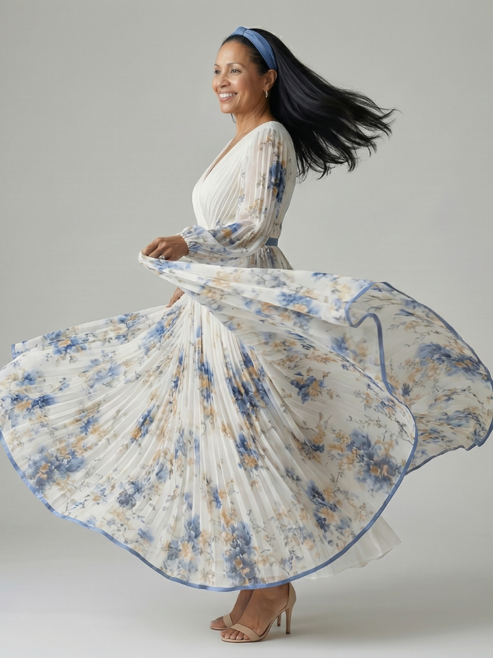 Rielle | Draped Pleated Midi Dress
