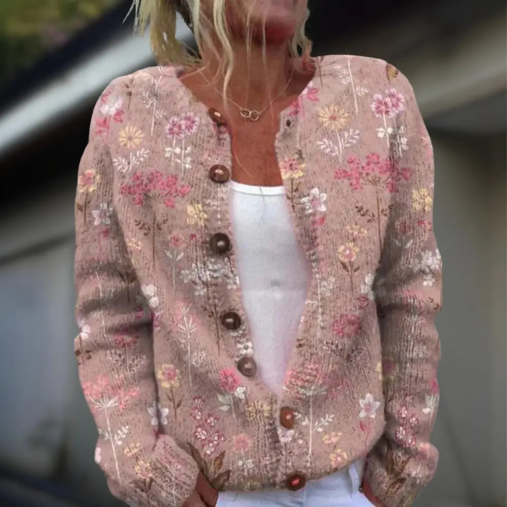 Anja | Knitted Cardigan with Print