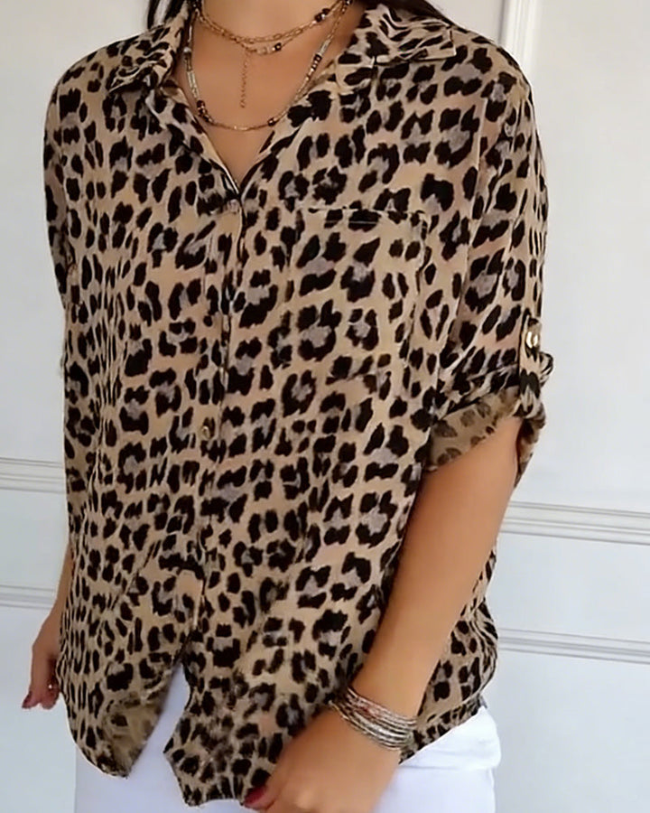Fashion Blouse with Leopard Print
