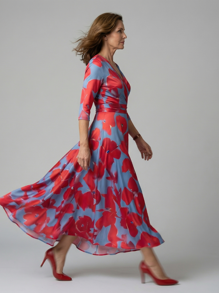 Celine | Wrap Neck Midi Dress