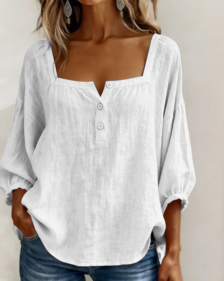 Square Collar Butterfly Sleeve Shirt
