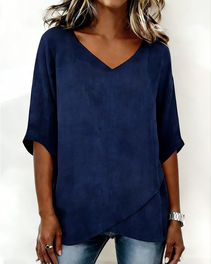 Irregular Top with V Neck