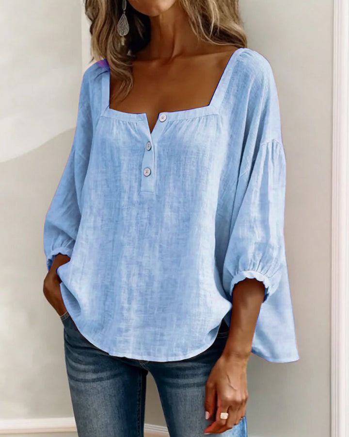 Square Collar Butterfly Sleeve Shirt