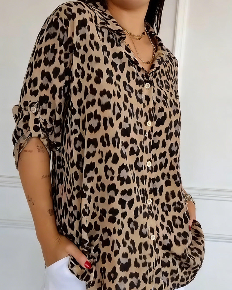 Fashion Blouse with Leopard Print