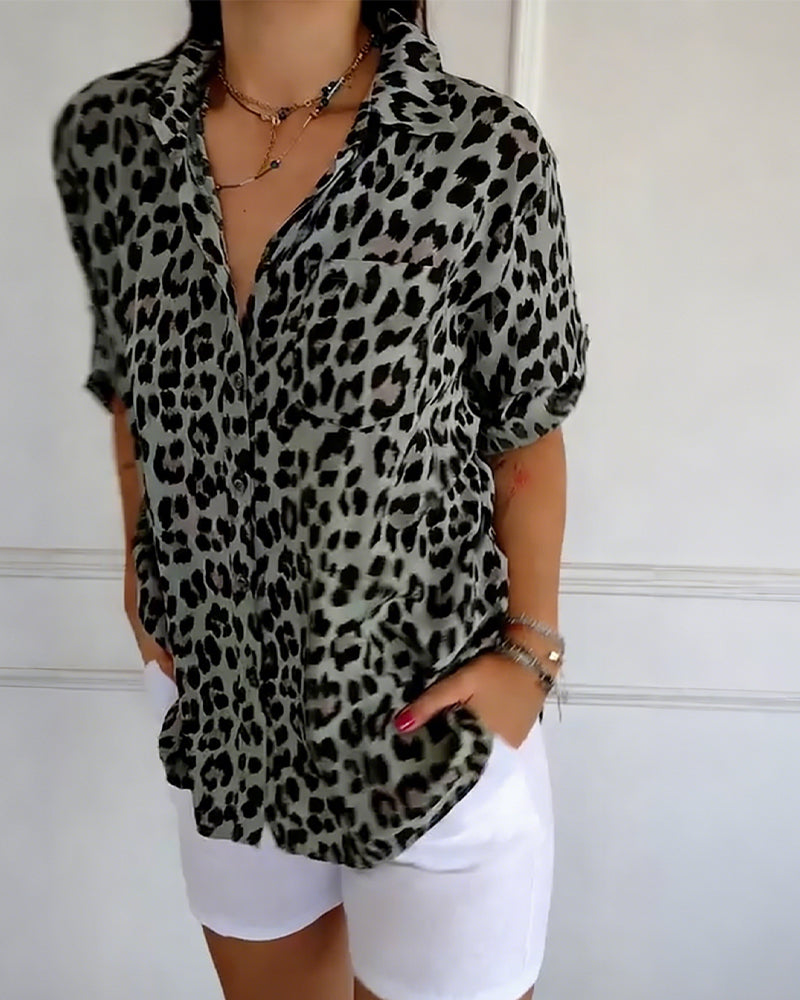 Fashion Blouse with Leopard Print