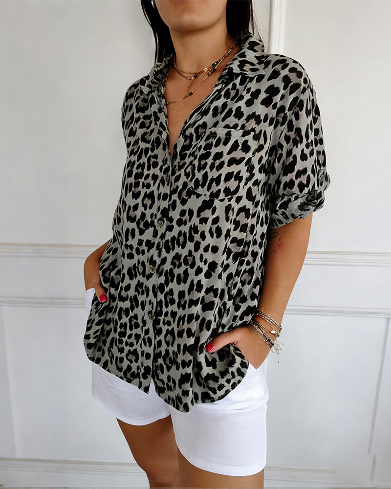 Fashion Blouse with Leopard Print