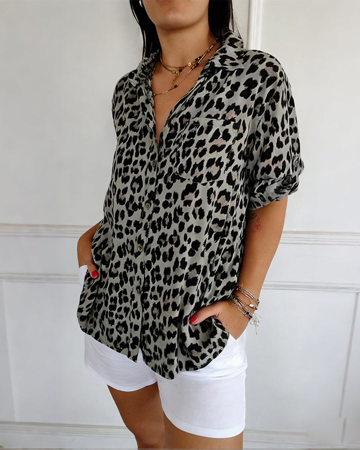 Fashion Blouse with Leopard Print