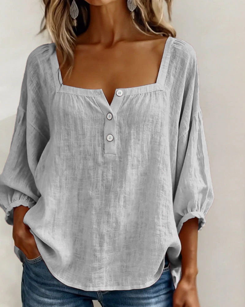 Square Collar Butterfly Sleeve Shirt
