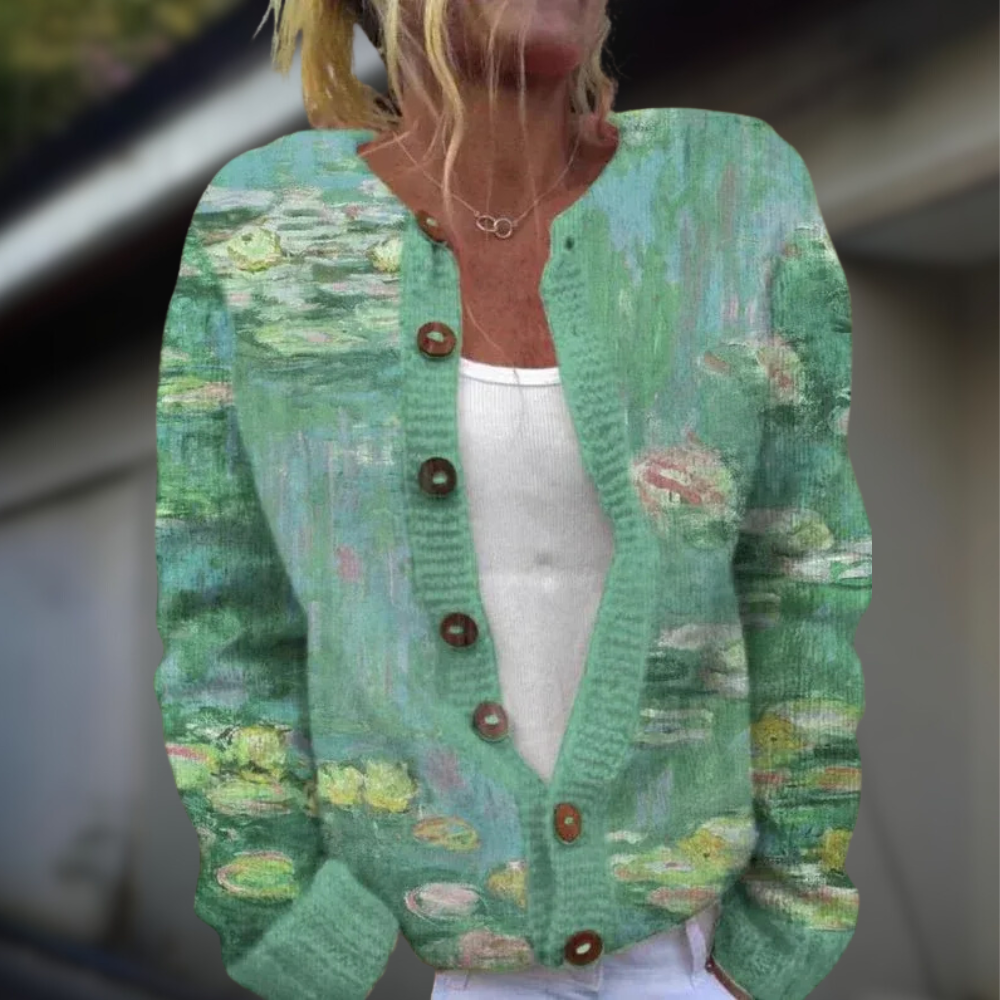 Anja | Knitted Cardigan with Print