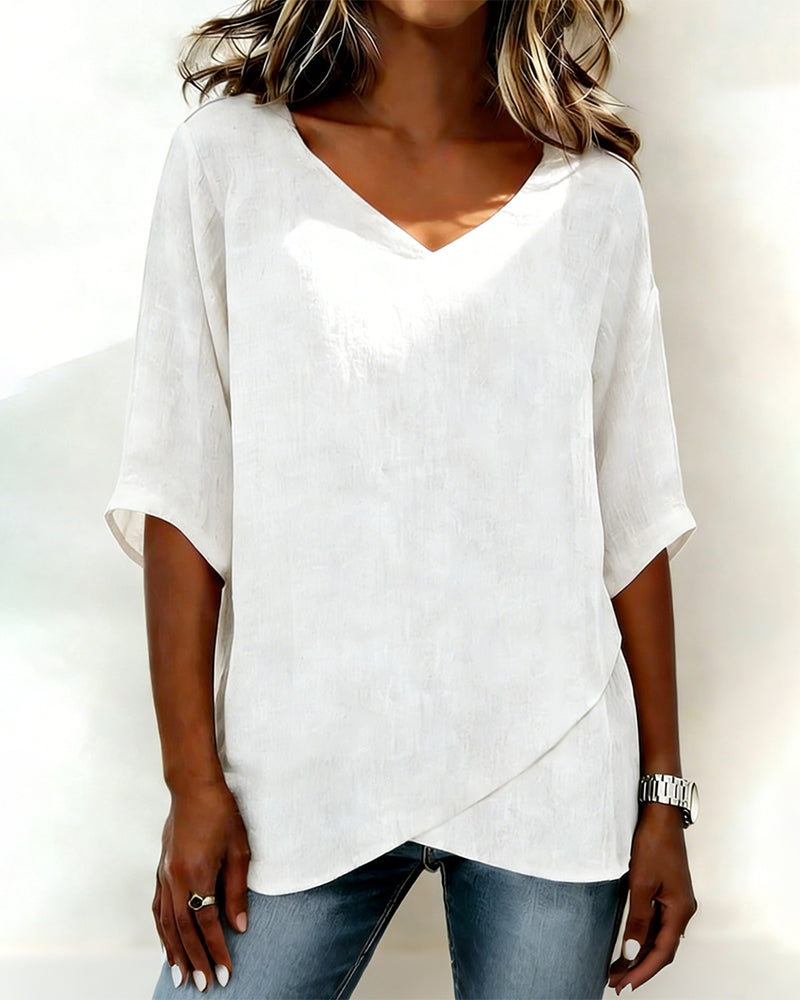 Irregular Top with V Neck