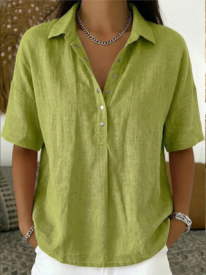 Elsera | Blouse with Collar and Button Decoration