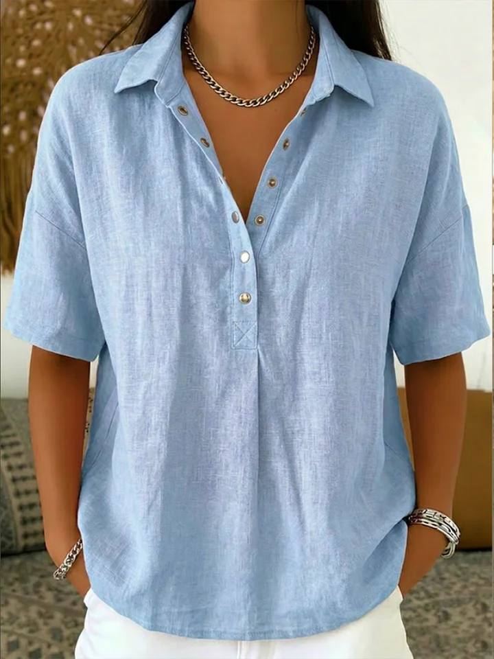 Elsera | Blouse with Collar and Button Decoration