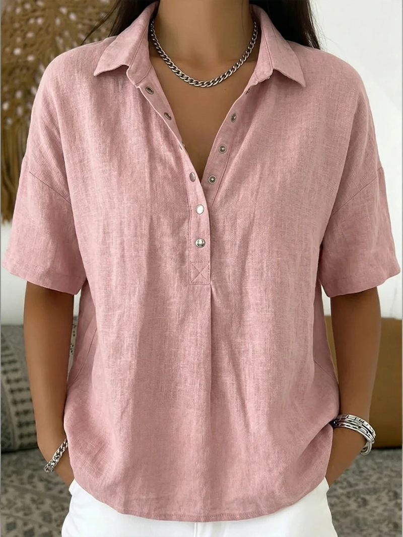 Elsera | Blouse with Collar and Button Decoration