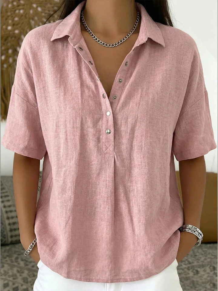 Elsera | Blouse with Collar and Button Decoration