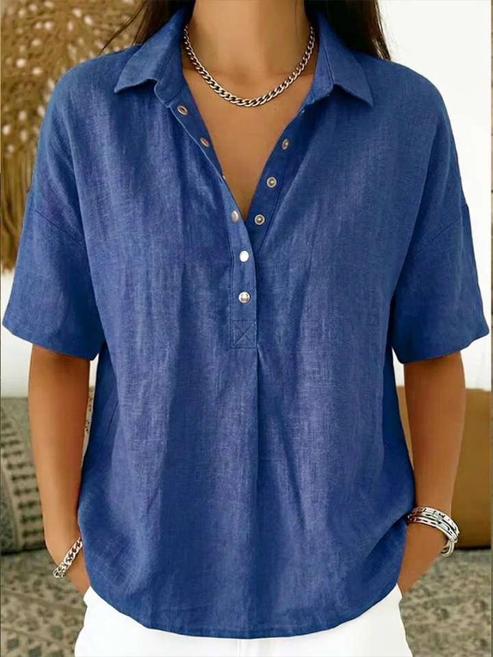 Elsera | Blouse with Collar and Button Decoration