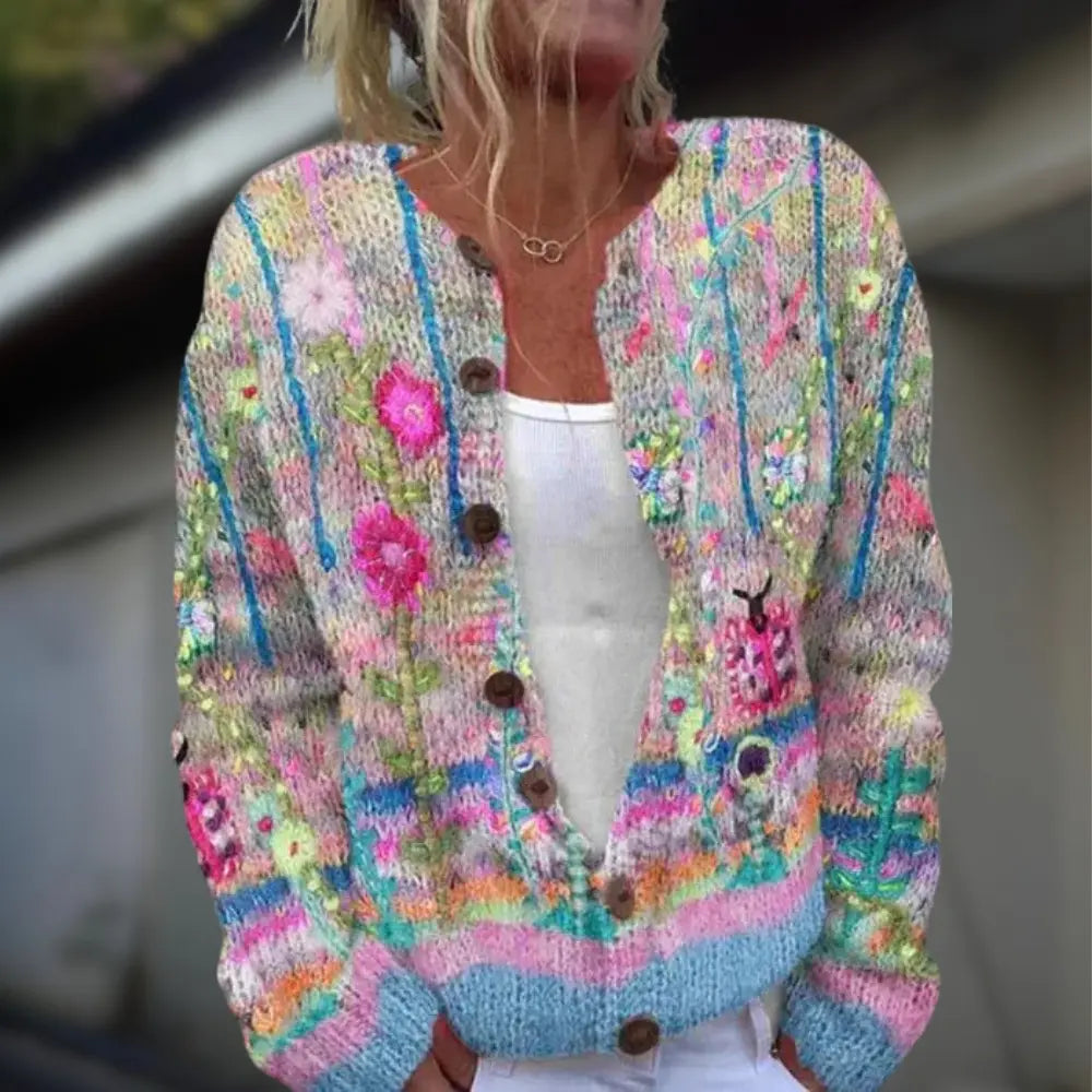 Anja | Knitted Cardigan with Print