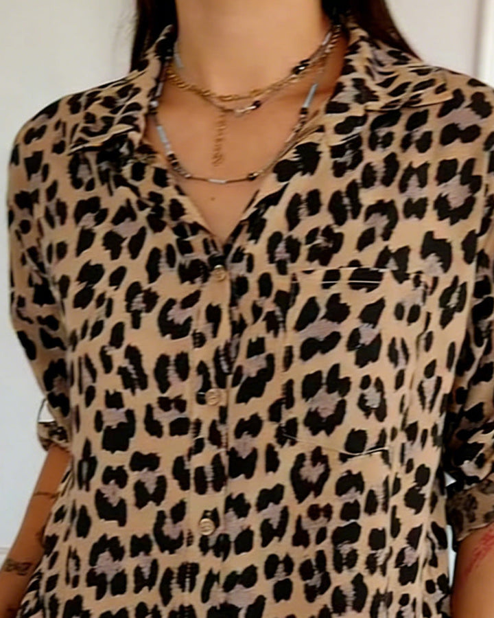 Fashion Blouse with Leopard Print