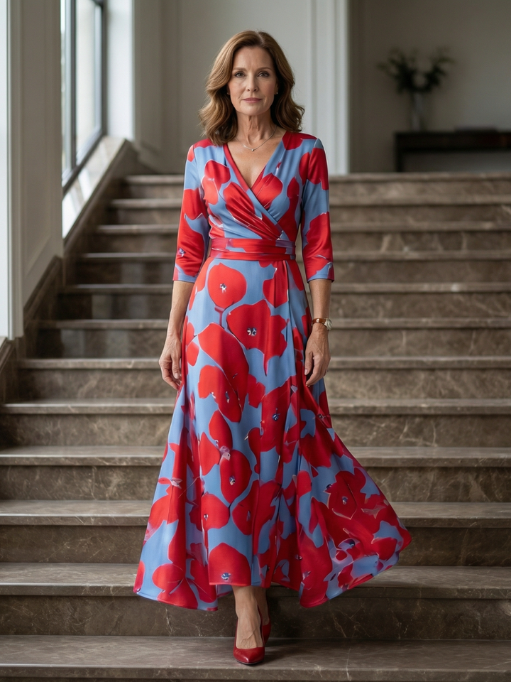 Celine | Wrap Neck Midi Dress