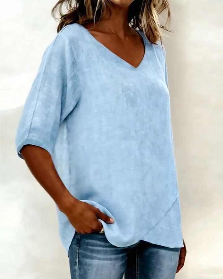 Irregular Top with V Neck
