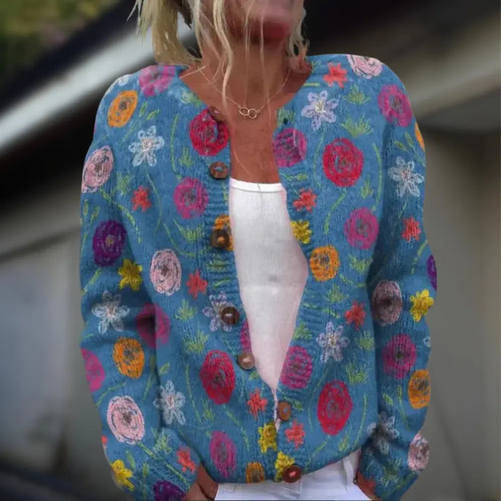 Anja | Knitted Cardigan with Print