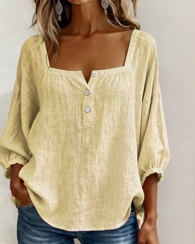 Square Collar Butterfly Sleeve Shirt