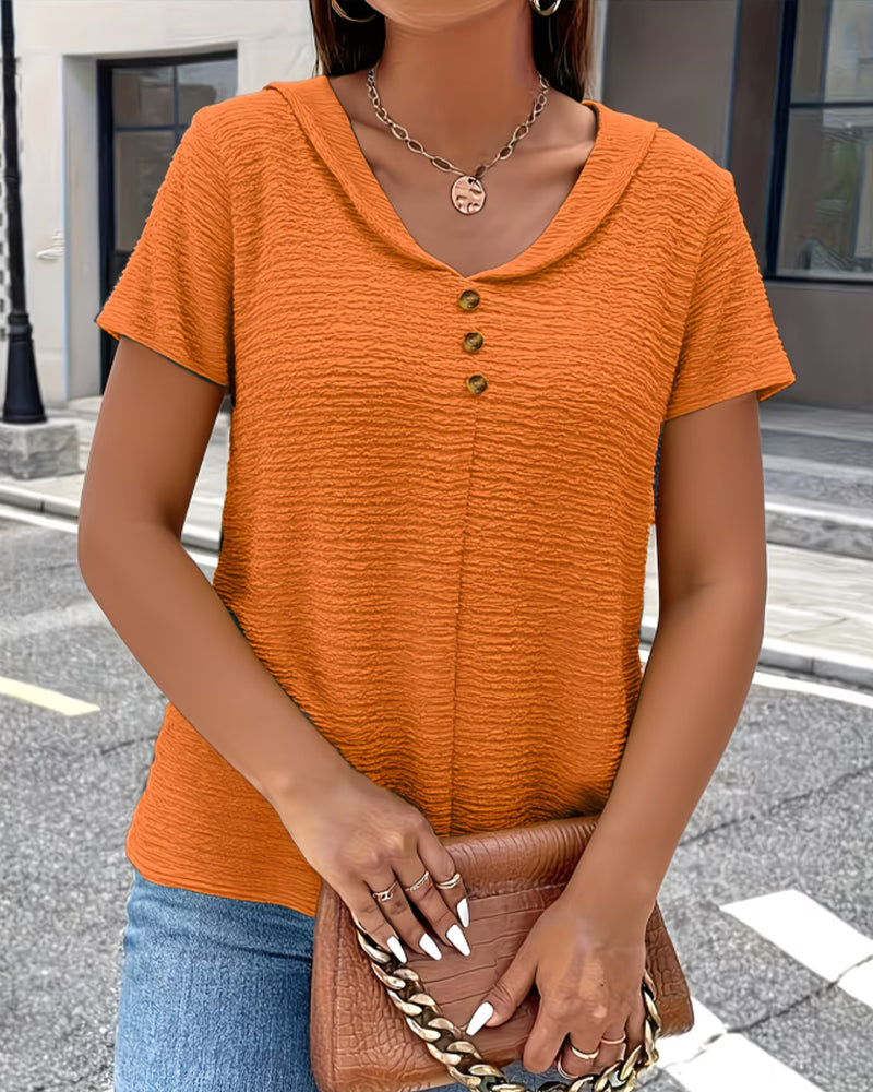 Peter Pan Collar T-shirt with Buttons