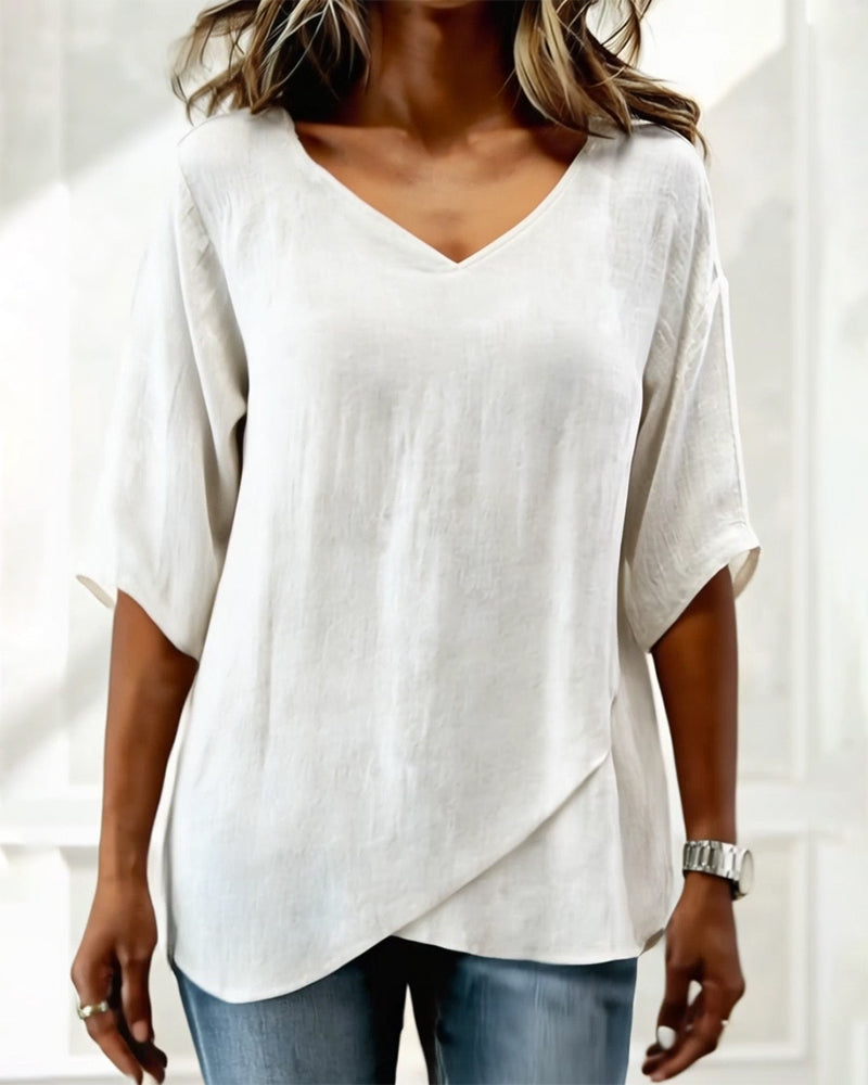 Irregular Top with V Neck