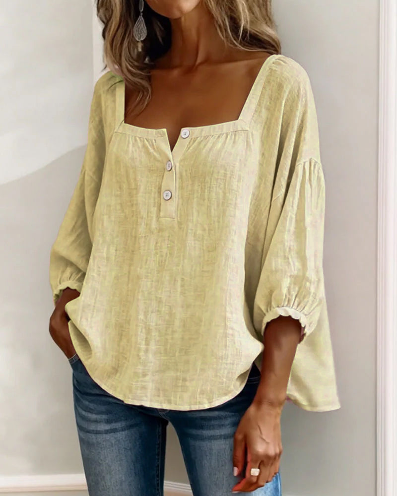 Square Collar Butterfly Sleeve Shirt
