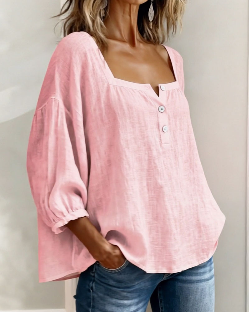 Square Collar Butterfly Sleeve Shirt