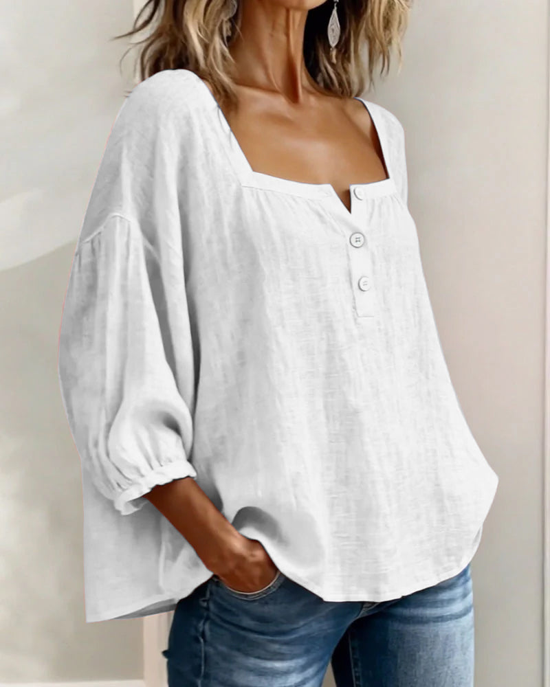 Square Collar Butterfly Sleeve Shirt