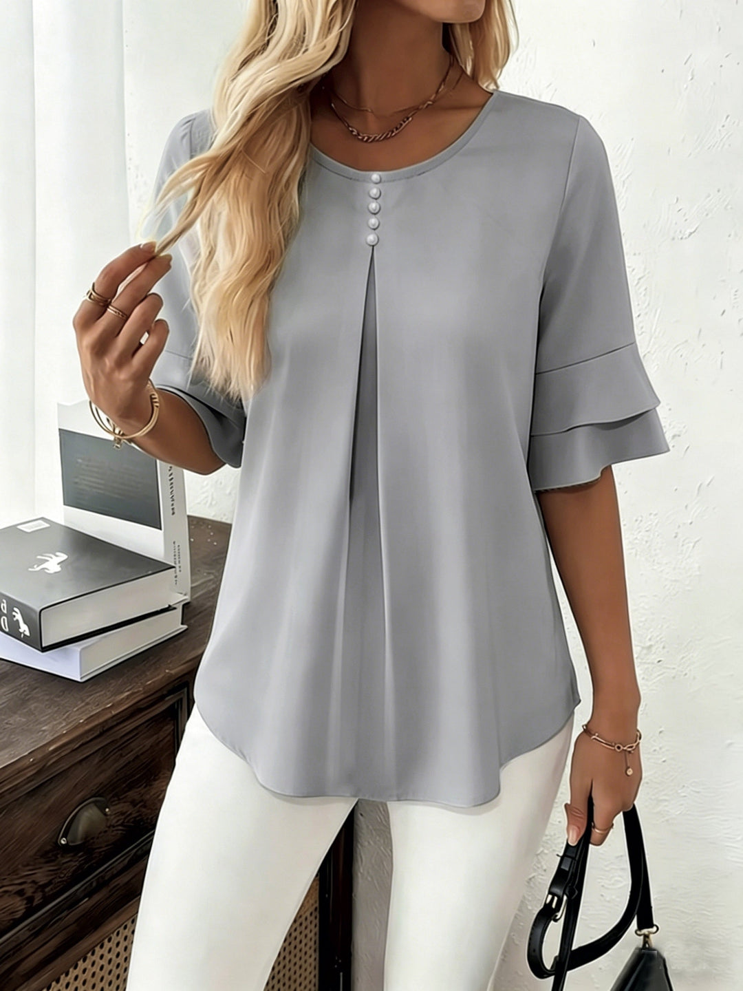 Elegant Ruffle Sleeve Blouse
