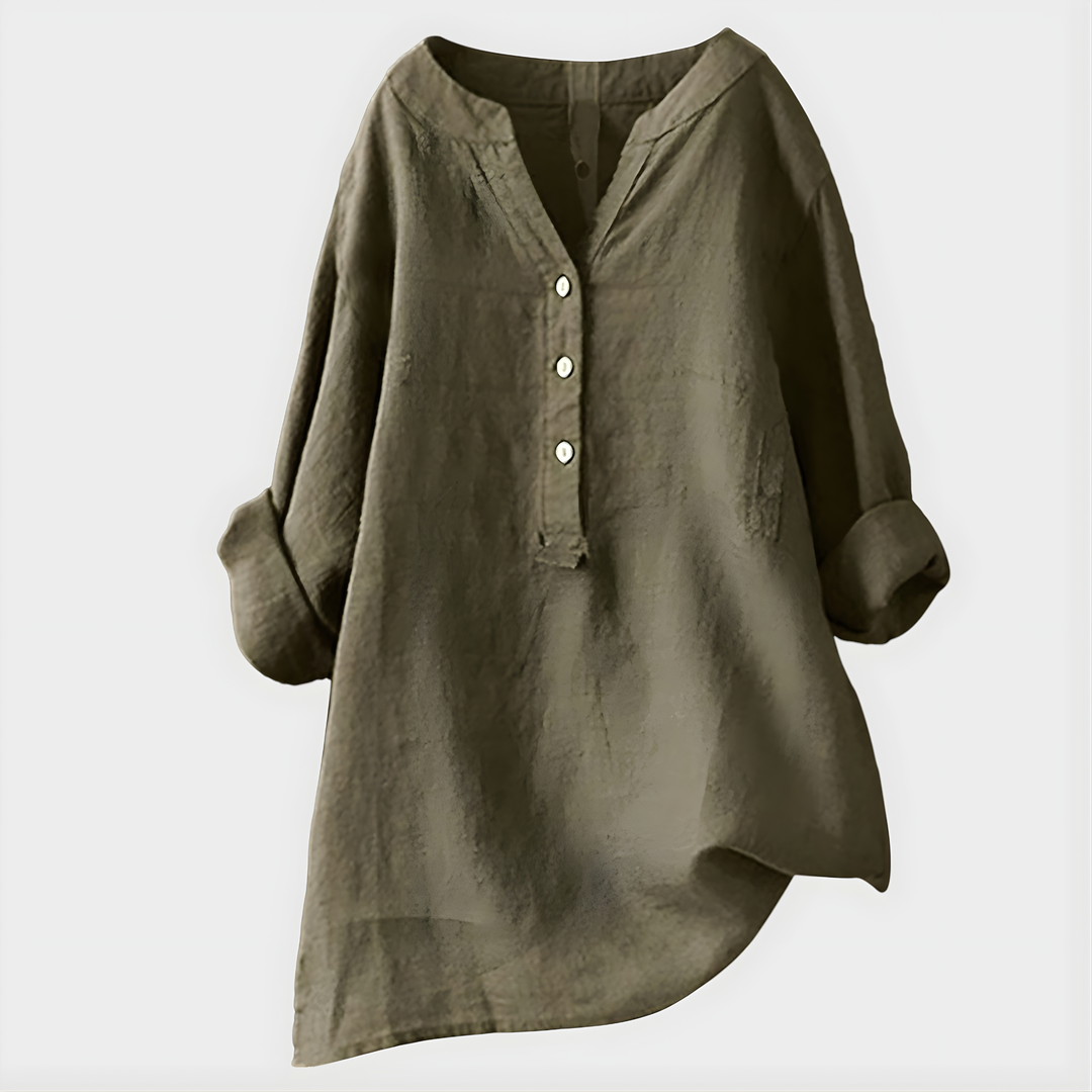 Veronique | Elegant Cotton V-Neck Blouse