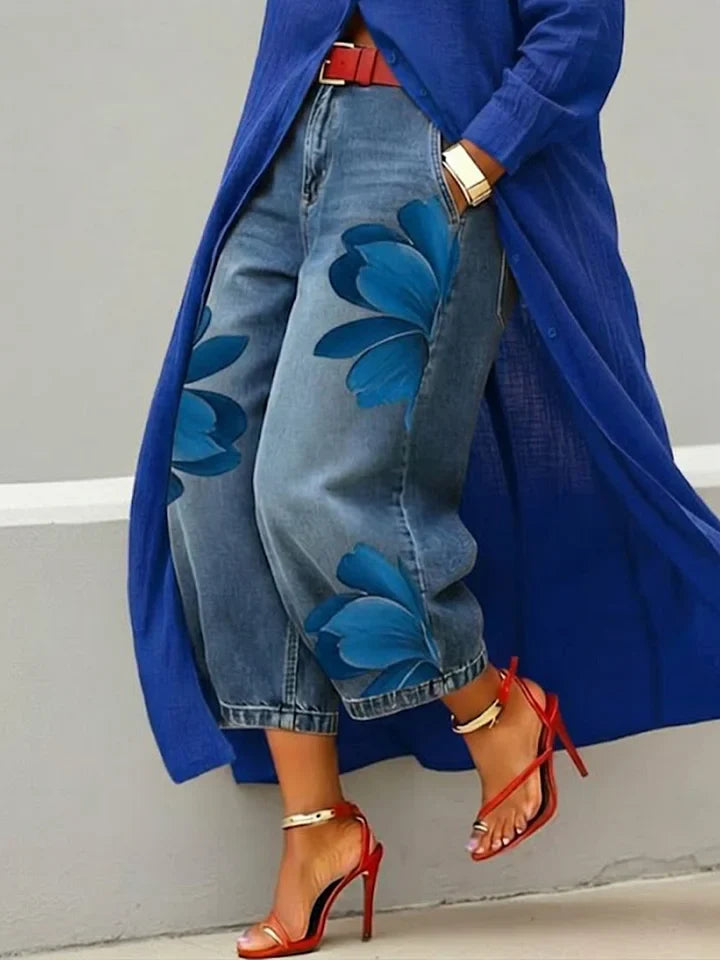 Maud - Cotton Shirt Dress and Floral Jeans